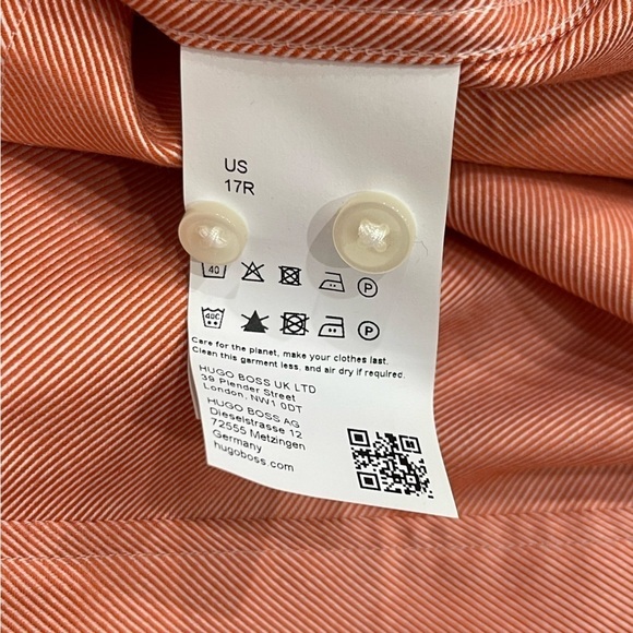 HUGO BOSS NWT Men’s Sharp Fit Easy Iron Button-Down Shirt Dark Orange SZ XL(17) - Picture 12 of 15